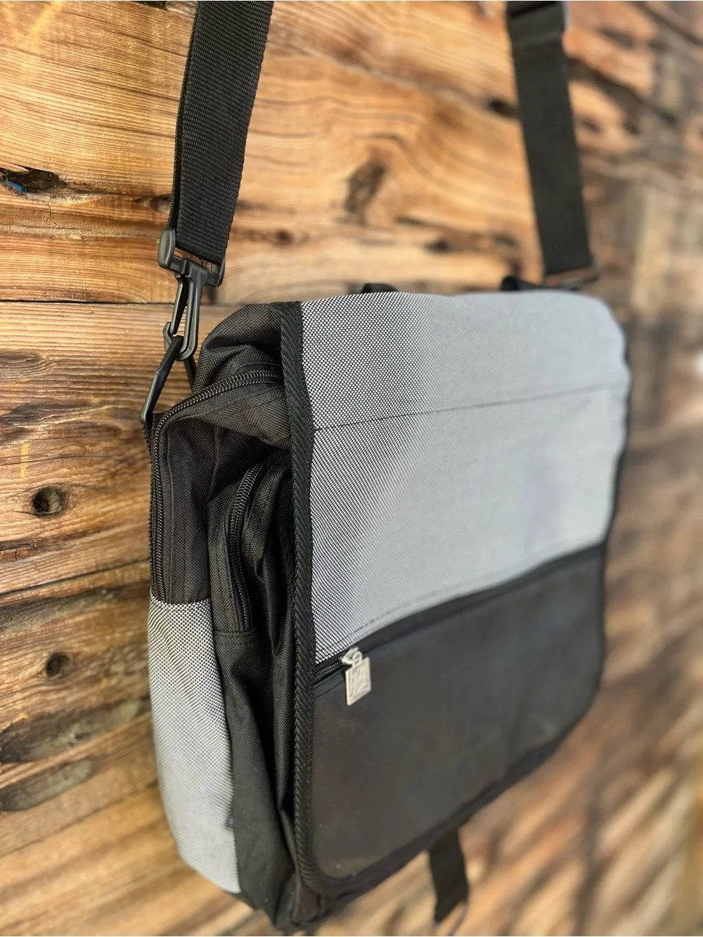 20TH CENTURY FOX | Gray and Black Men's Canvas Messenger Bag W/ Backpack Straps
